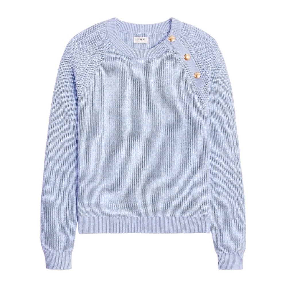 J Crew purple crewneck sweater button Ragland Periwinkle‎ Preppy XL NEW